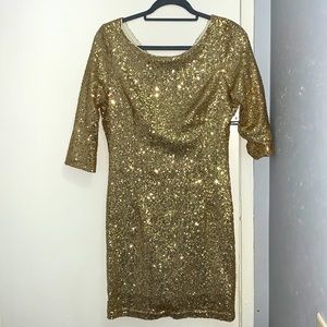Gold sequined mini dress